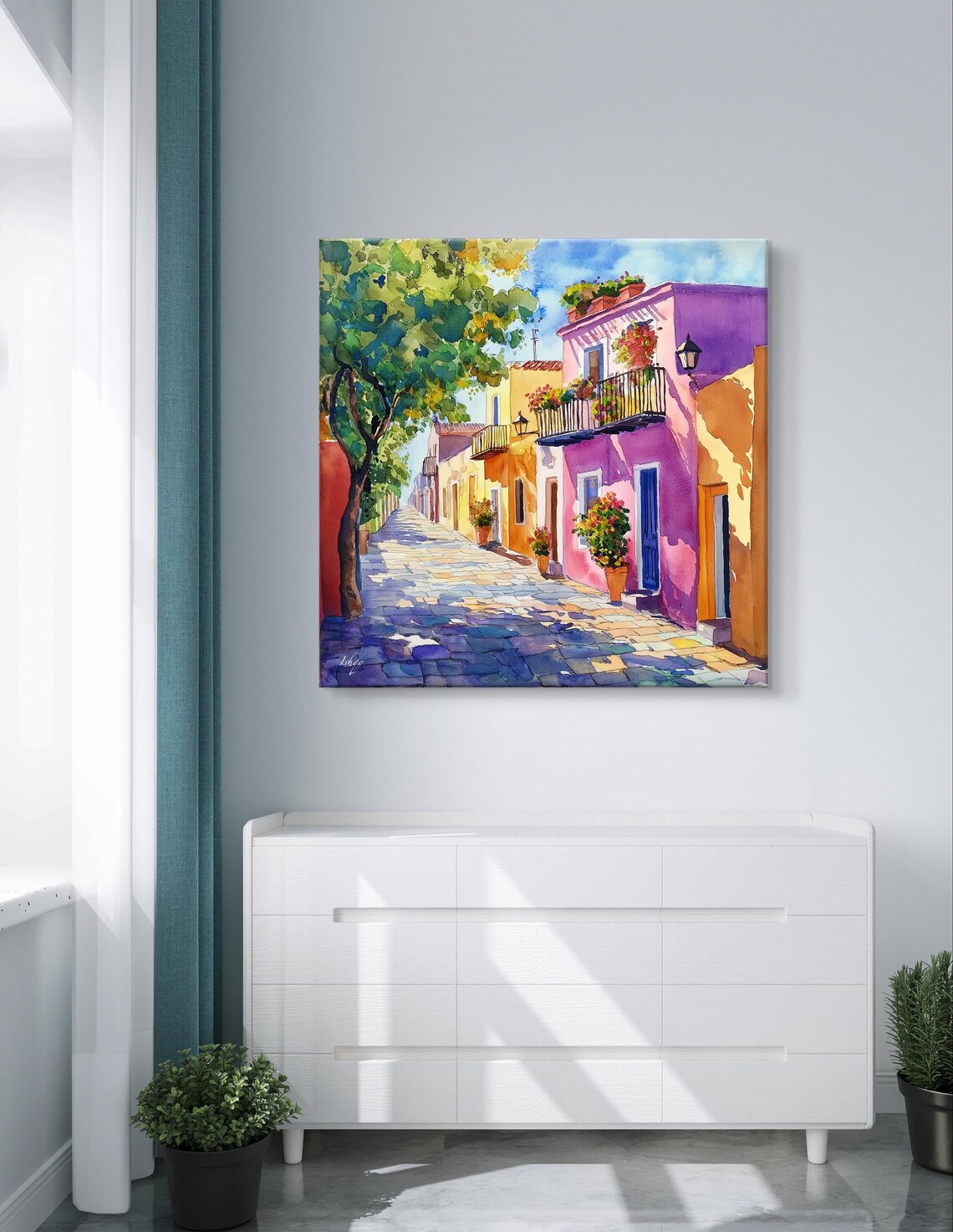 Colonia del Sacramento Colonial Street Watercolor Uruguay Poster - Image 4