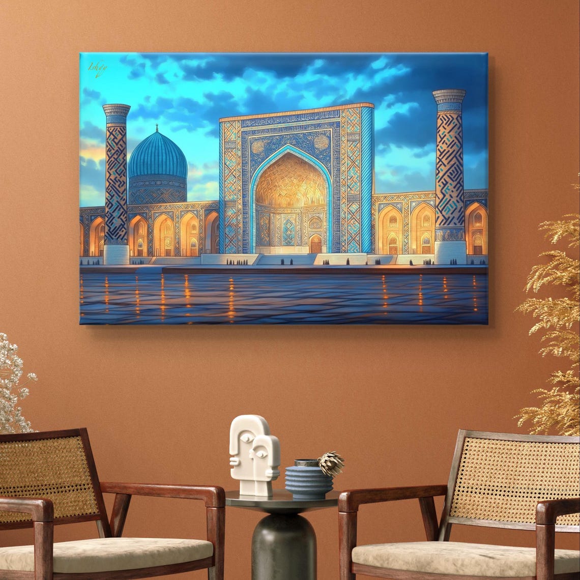 Registan Square Samarkand Blue Tilework Twilight Silk Road Poster - Image 6