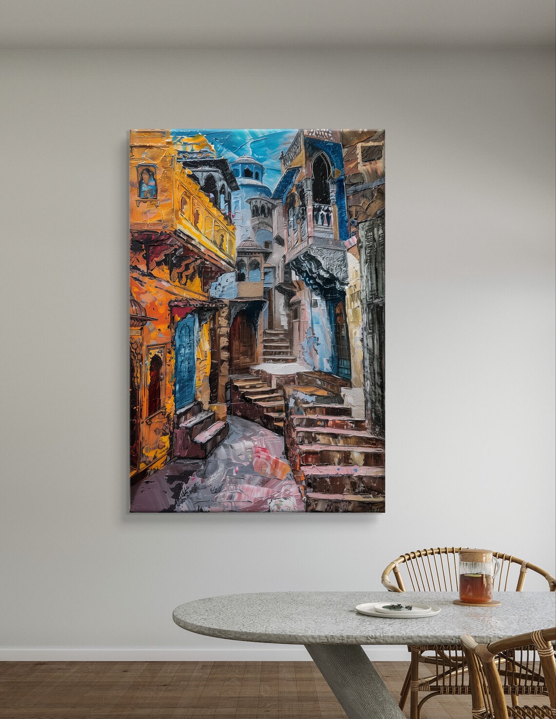 Jodhpur City Art Framed Indian Decor Blue City Wall Art Colorful Cityscape Cultural Wall Art Framed City Living Room Decor - Image 6