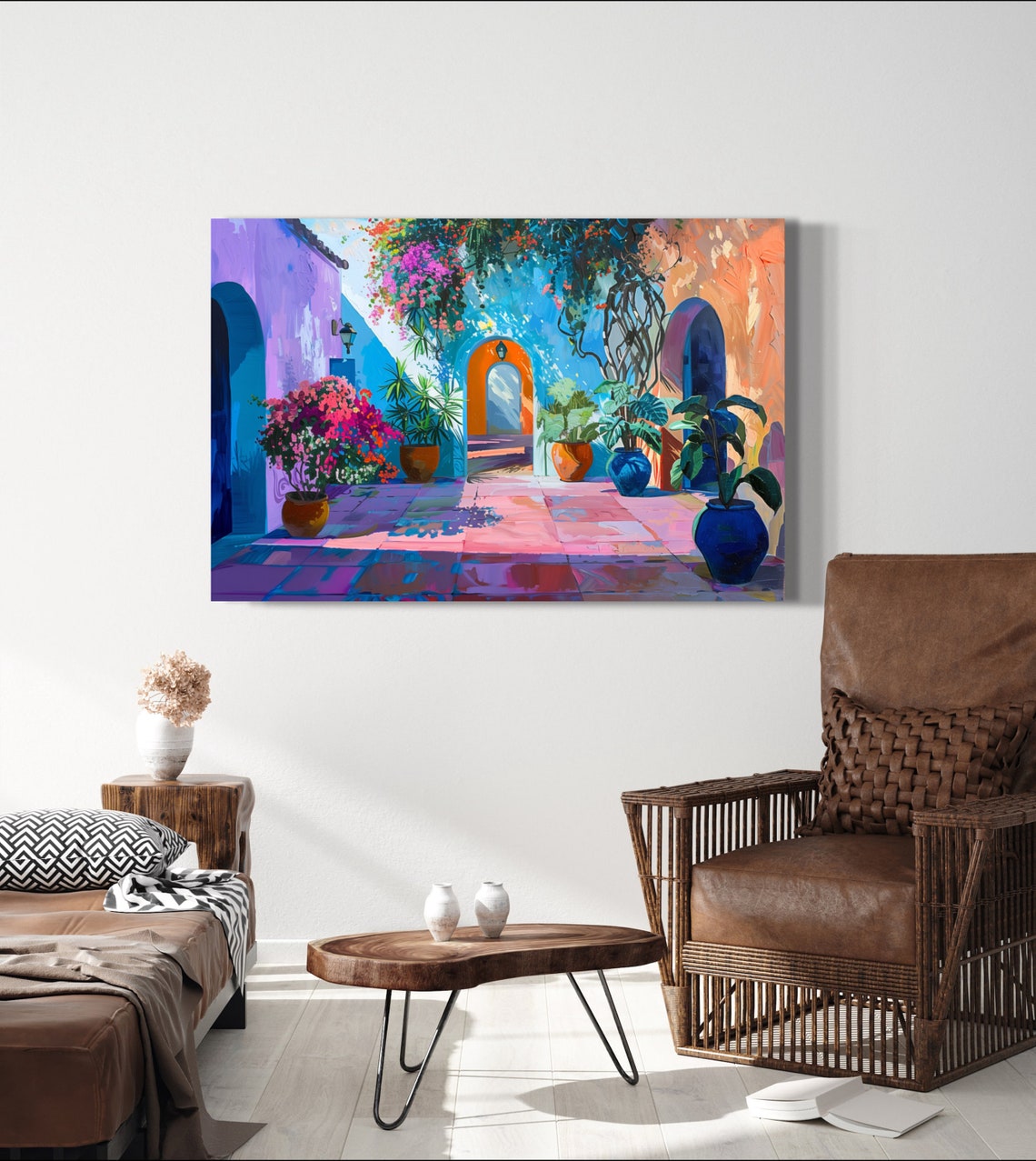 Mexican Courtyard Bougainvillea Arched Doors Vibrant Garden Art Poster - Image 5