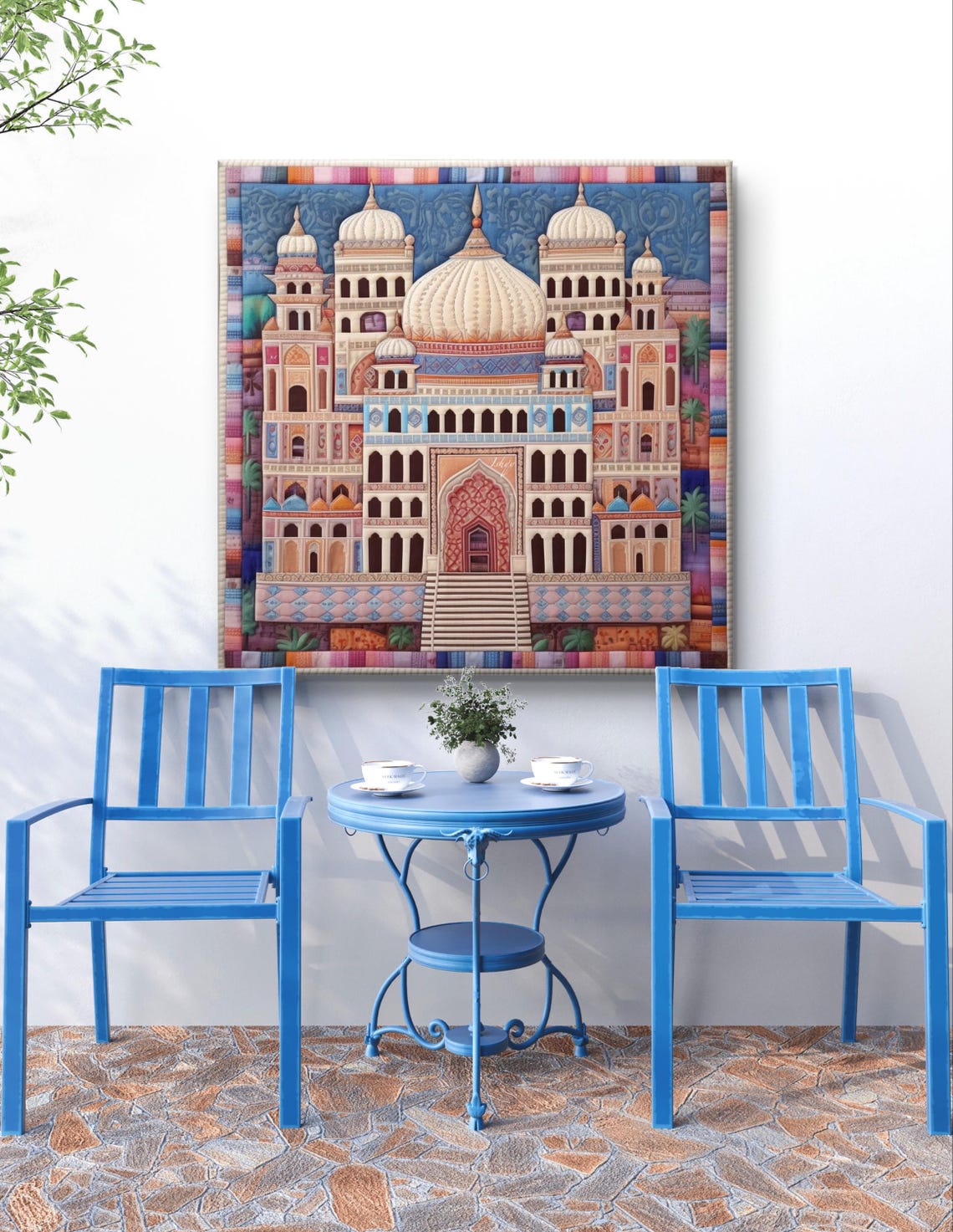 Mughal Domed Palace Patchwork Quilt Style Folk Indian Art Poster - Image 5