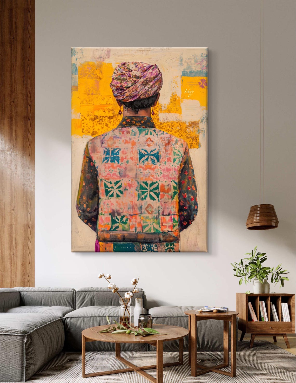 Rajasthani Man with Turban and Embroidered Vest Back View Poster - Image 5