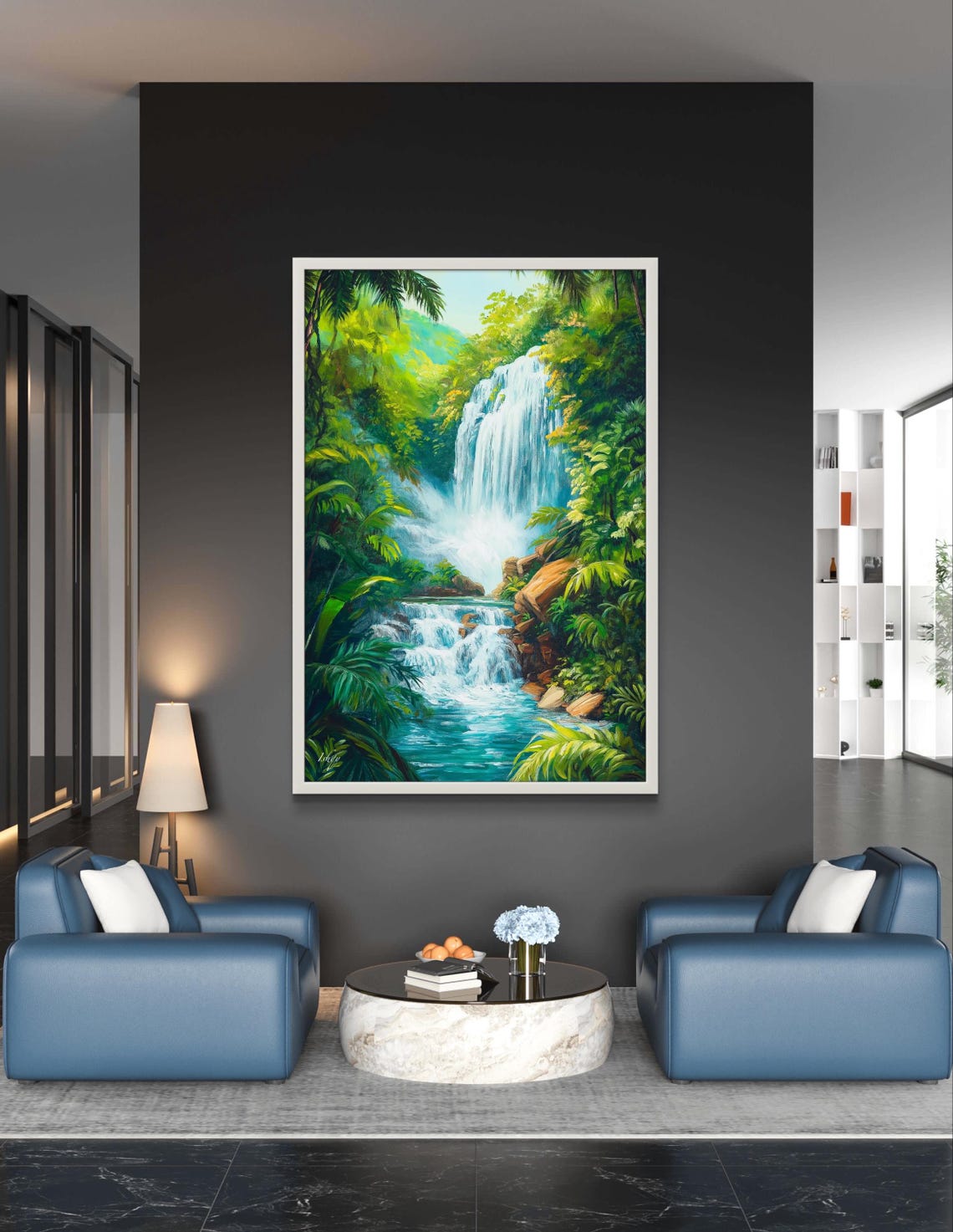 El Yunque Waterfall Tall Cascade in Puerto Rico Rainforest Poster - Image 4