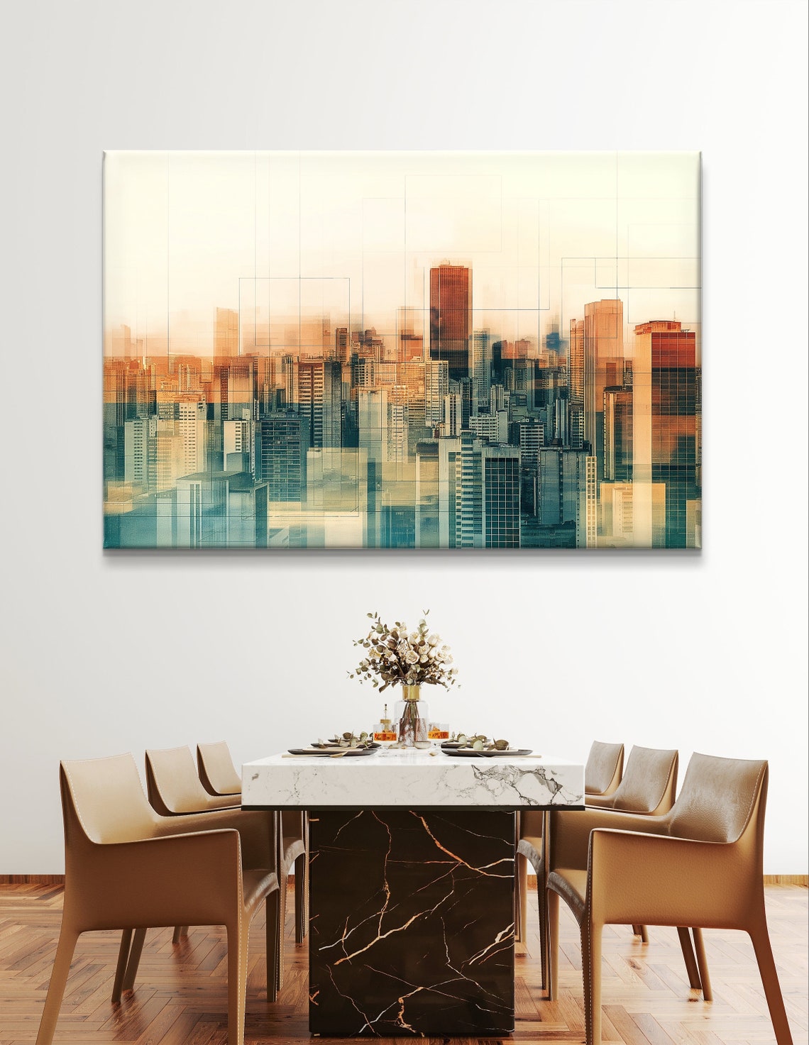 Sao Paulo Skyline in Warm Abstract Golden Modern Cityscape Poster - Image 6