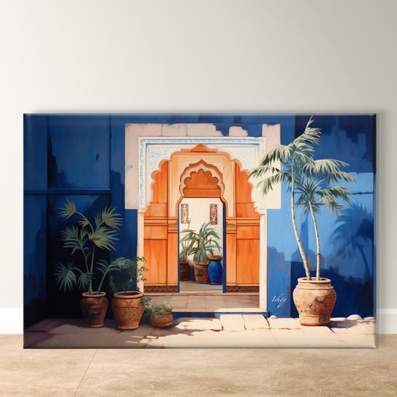 Indian Palace Art Framed Haveli Decor Vibrant Architecture Cultural Indian Print Traditional Wall Art Living Room Decor Palace Art