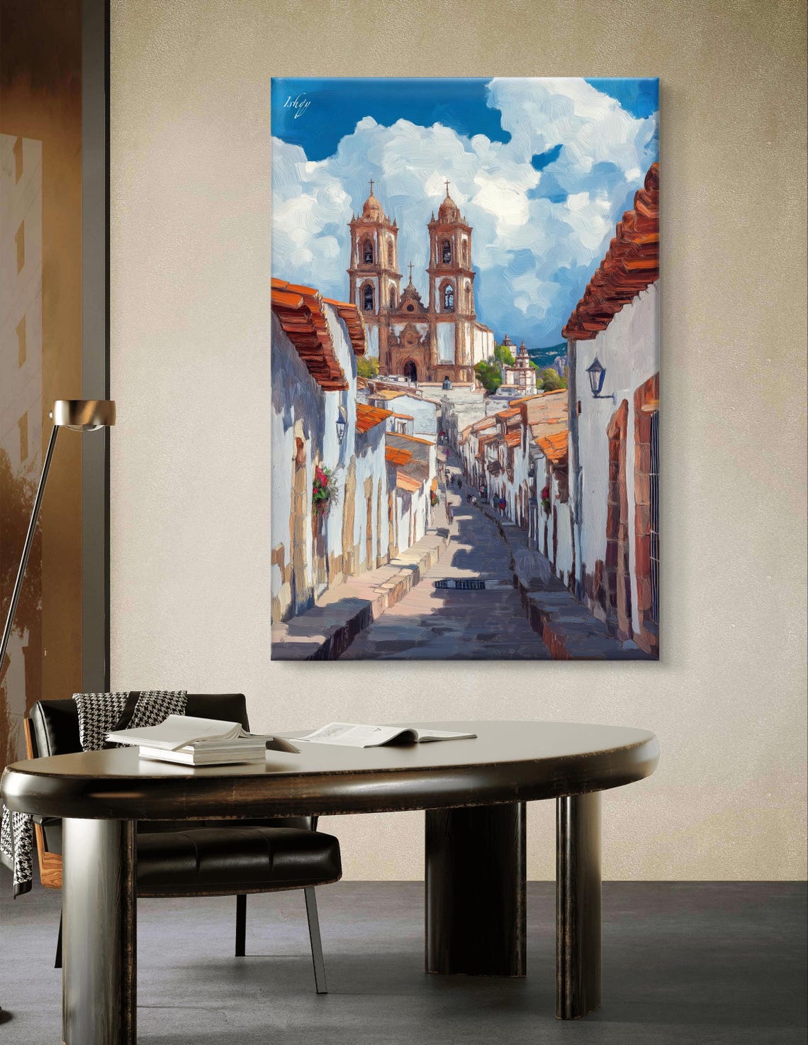 Santa Prisca Church Taxco Mexico Cobblestone Street View Poster - Image 6
