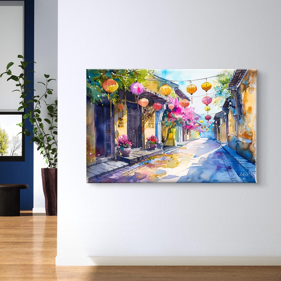 Hoi An Vietnam Watercolor Travel Poster, Historic Townscape - Image 6