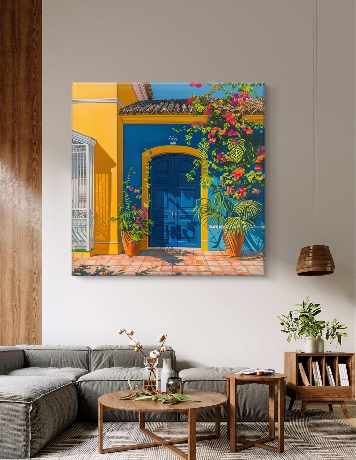 Brazil Colonial Blue Doorway with Bougainvillea Flowers Poster - Image 4