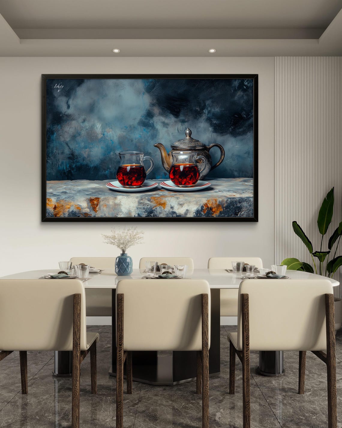 Turkish Tea Decor Tea Set Wall Art Traditional Tea Room Print Cozy Kitchen Art Turkish Style Elegant Tea Decor Boho Ethnic Art - Image 3