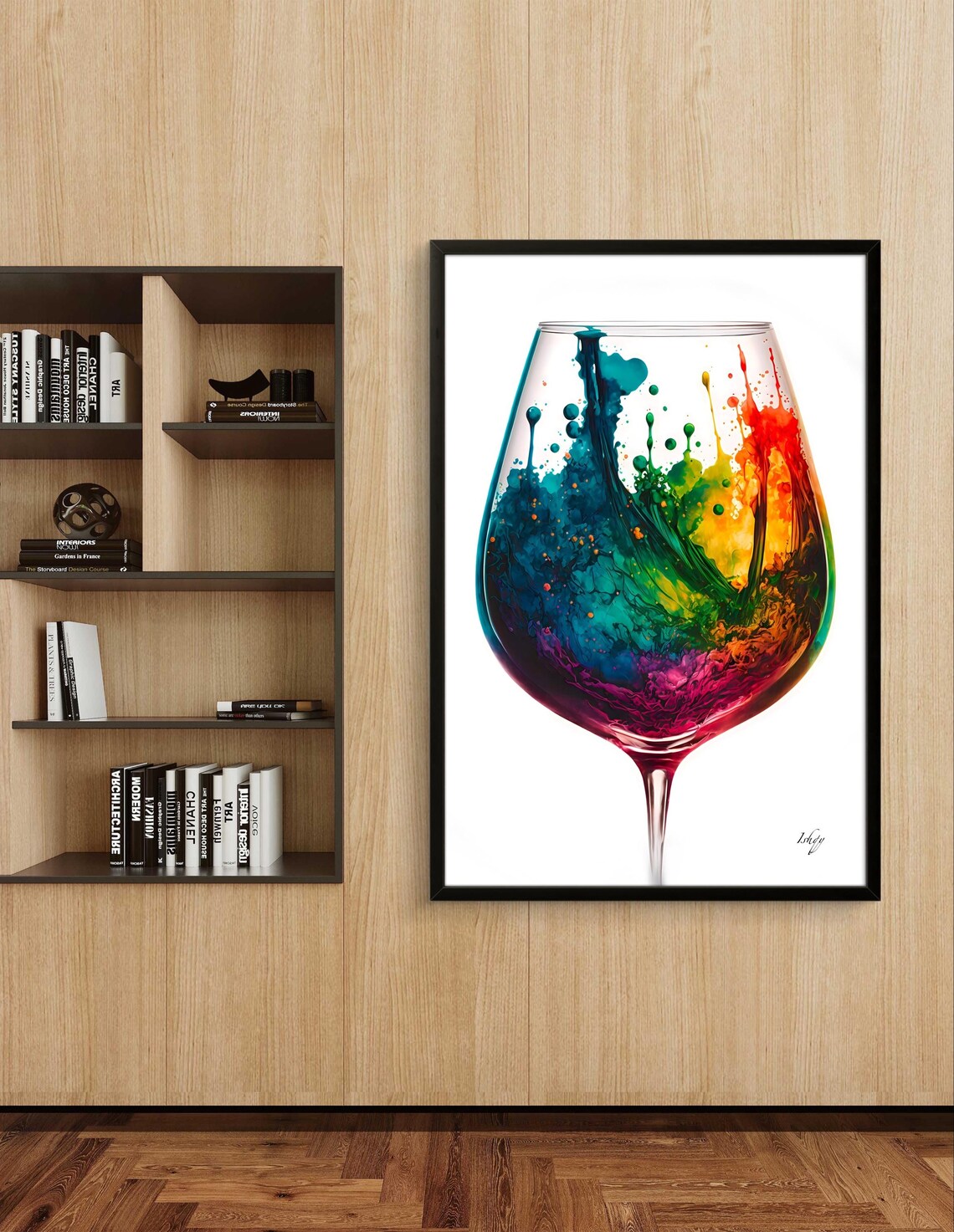 Watercolor Wine Glass Painting, Modern Wine Poster - Image 2