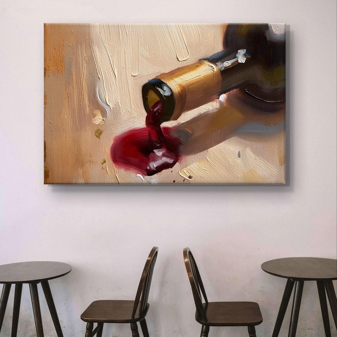 Spilled Red Wine Bottle Rustic Elegance Kitchen Painting Art Poster - Image 4