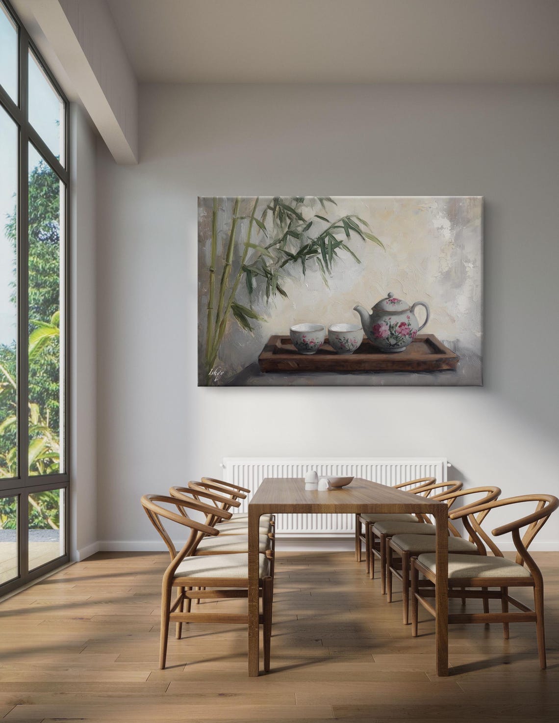 Floral Teapot Tea Set Bamboo Serene Zen Kitchen Art Wall Poster - Image 5