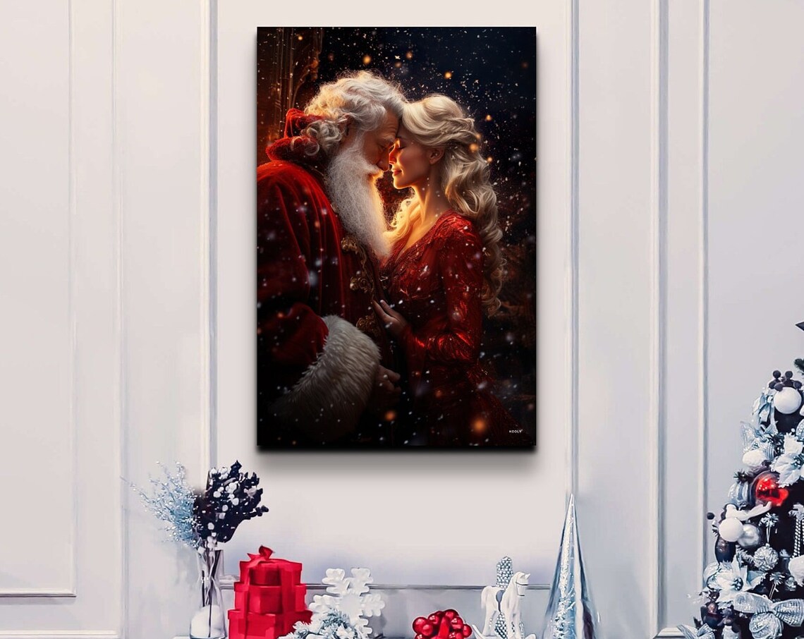 Mr & Mrs Clause Art Print, Holiday Wall Art