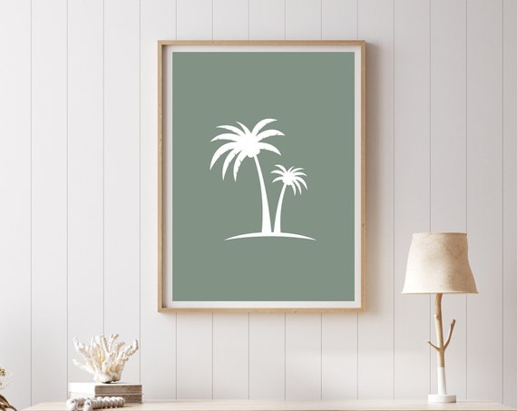 Tropical Paradise Palm Tree Art Surfer Decor Beach House Wall Art Coastal Print Surf Kids Room Wall Art Instant
