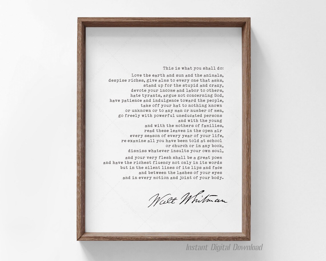 Walt Whitman Quote, Leaves Of Grass Art Print