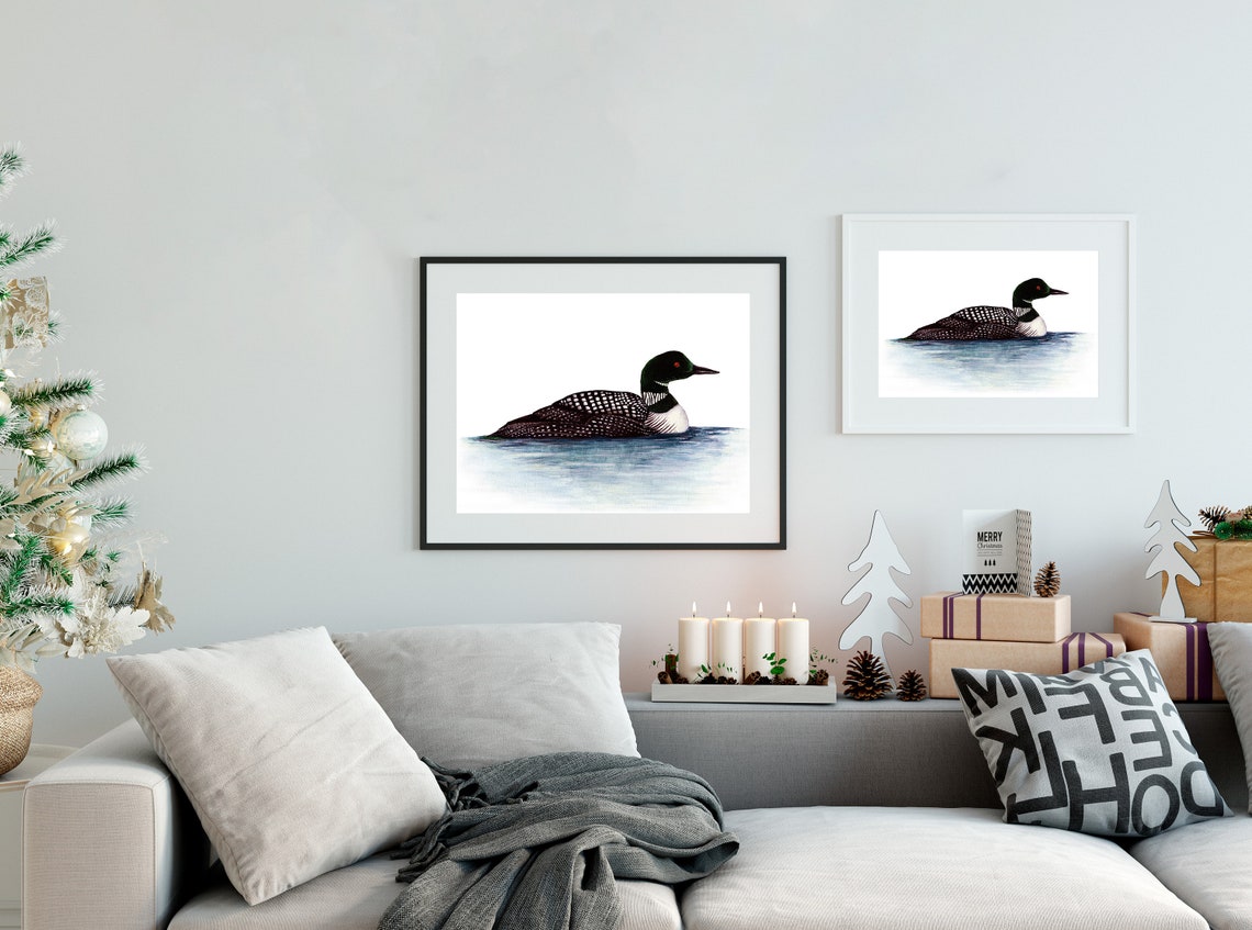 Common Loon Watercolor Lake Bird Cabin Decor Wildlife Wall Art Poster - Image 2
