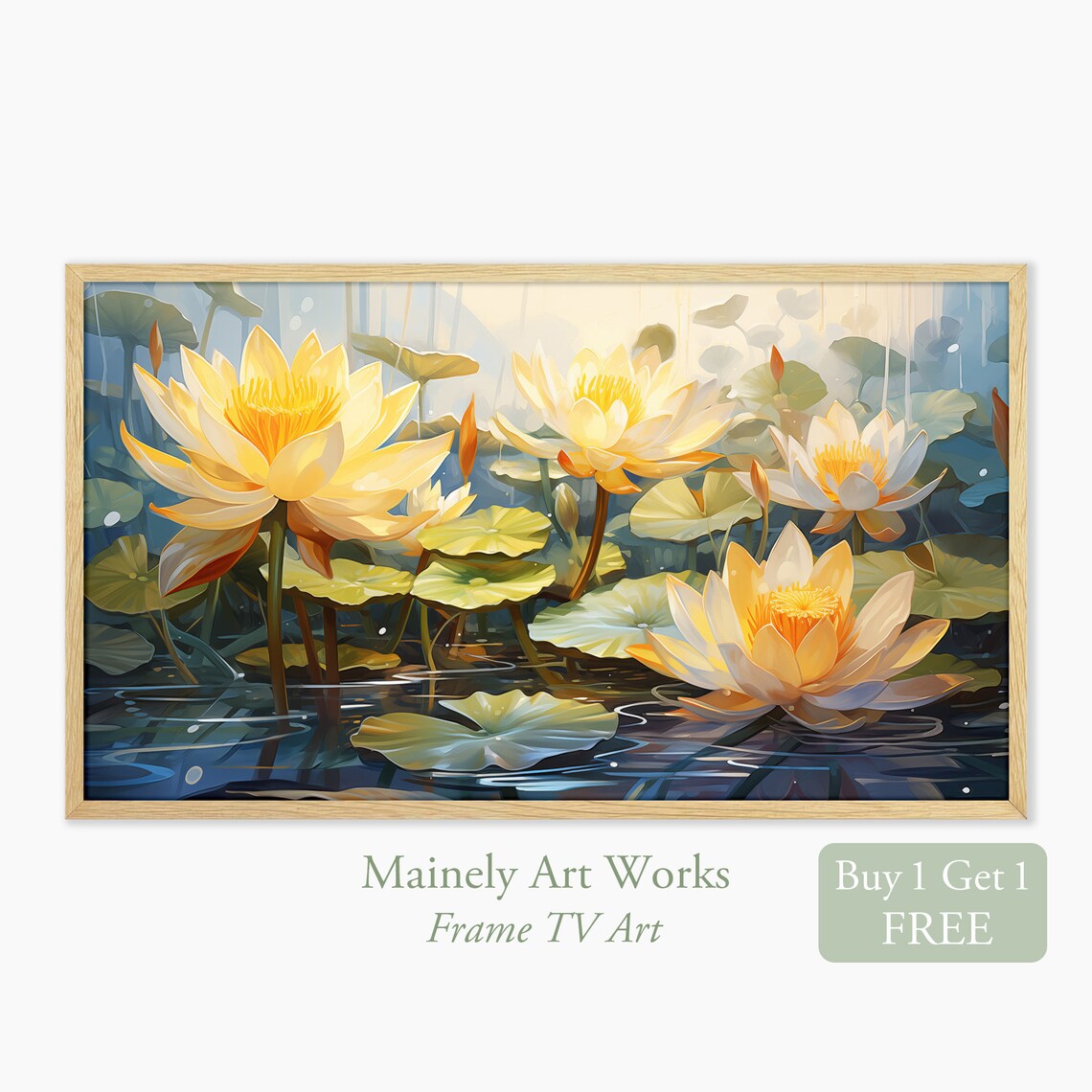 Waterlilies Modern Style Flowers Pond Art Print