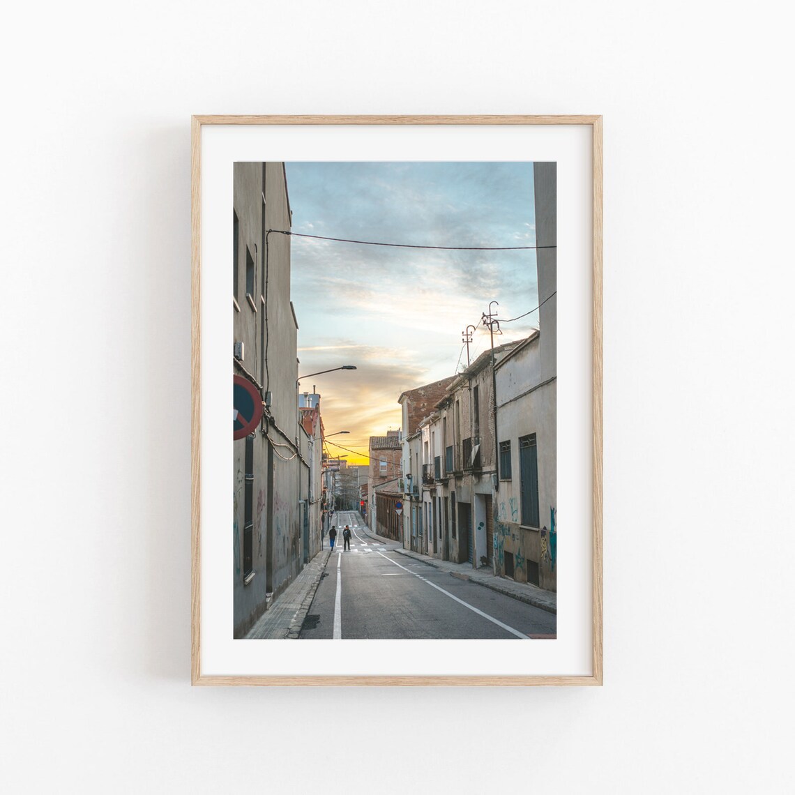 Old Town Street At Sunset Warm Golden Hour Photography Poster