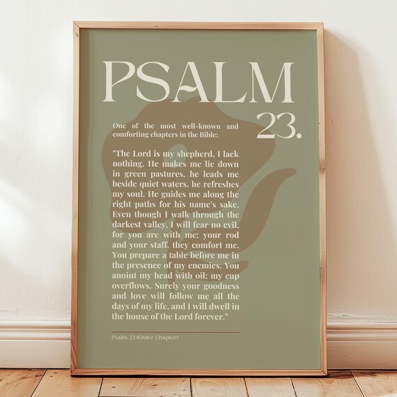 Psalm 23 Green Print Bible Verse Wall Art