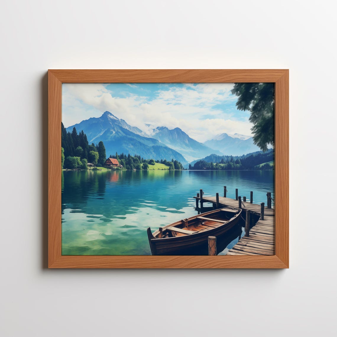 Lake Landscape Wall Art Serene Mountain Forest Scene