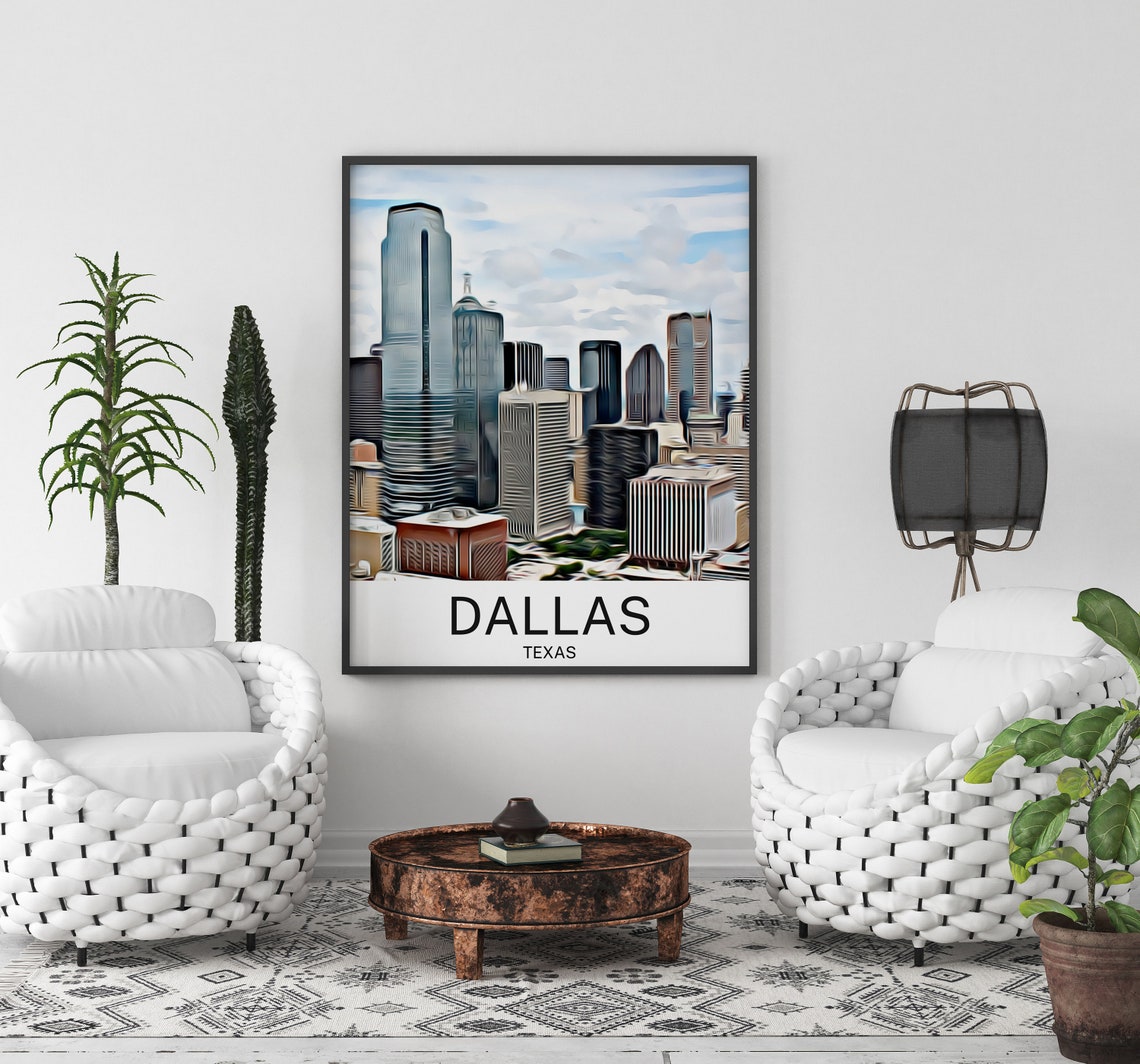 Dallas Print Dallas Art Dallas Skyline Texas Dallas Wall Art Dallas Painting Dallas Artwork Dallas Poster Texas Dallas Travel - Image 3