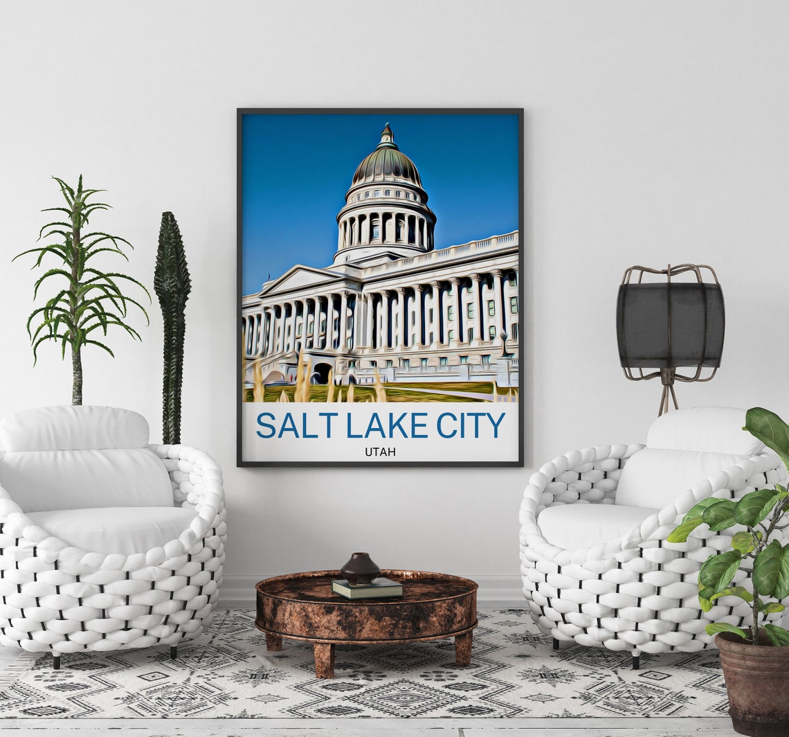 Salt Lake City Travel Print Salt Lake City Wall Art Salt Lake City Art Salt Lake City Artwork Salt Lake City Art Print Utah Print Utah - Image 2