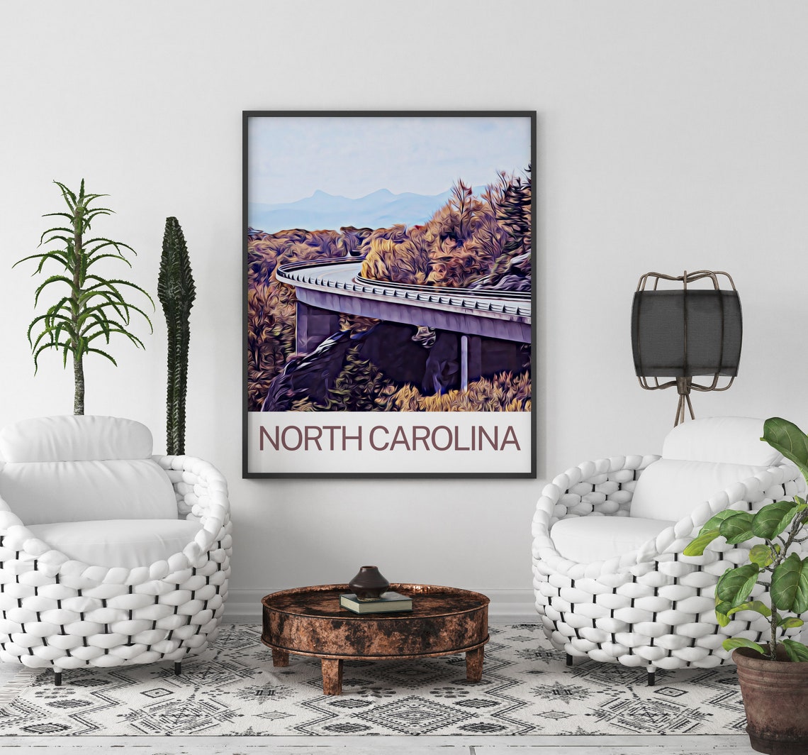 North Carolina Art North Carolina Print North Carolina Wall Art North Carolina Poster North Carolina Wall Decor North Carolina Painting - Image 2