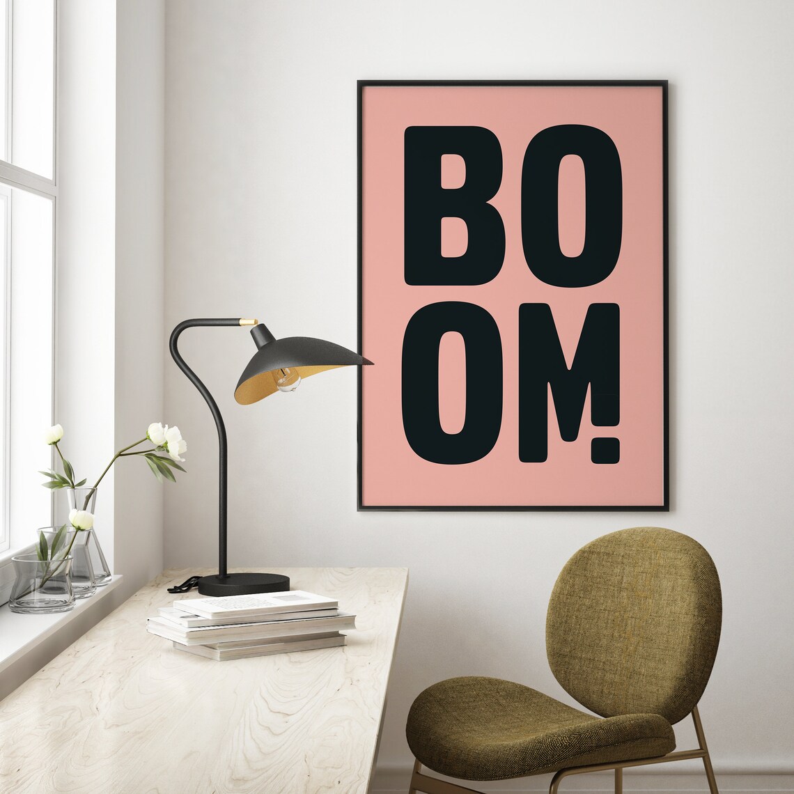 Boom Poster, Bold Black and White Typography