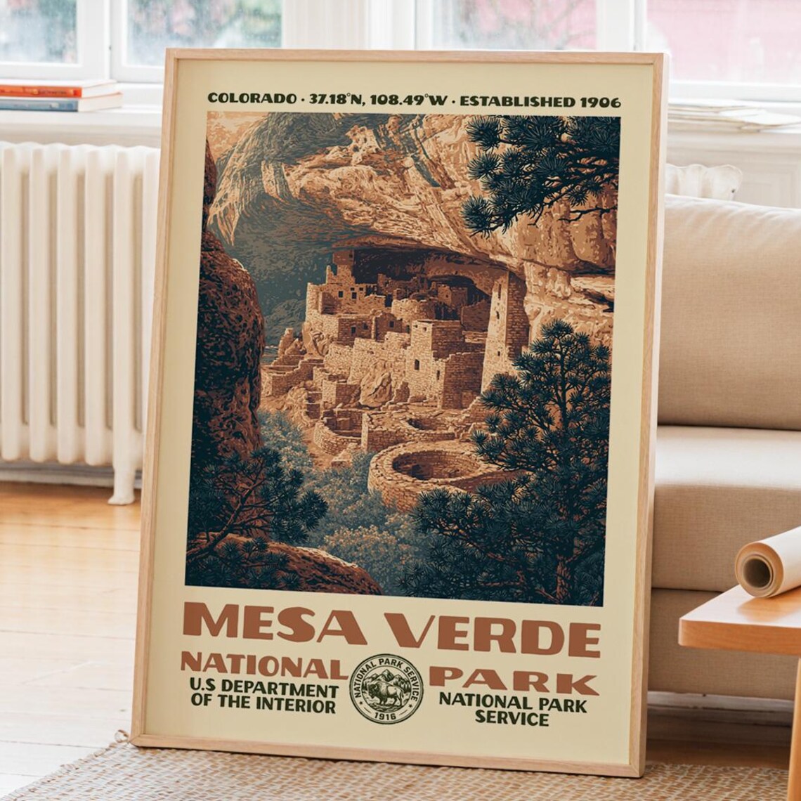 Mesa Verde National Park Vintage WPA Poster, Travel Poster