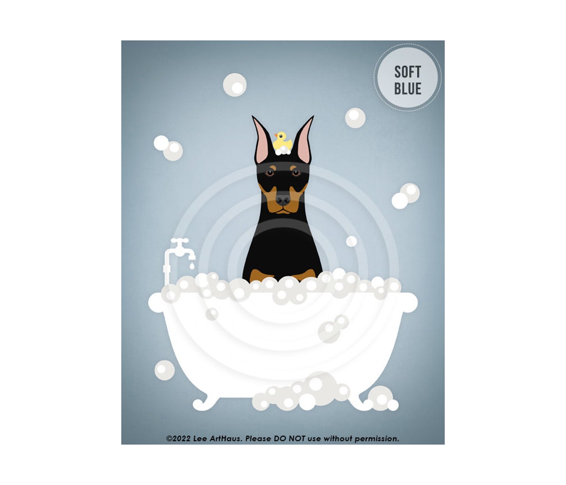 Doberman Pinscher Bubble Bath Bathtub Rubber Duck Dog Wall Art Poster - Image 2