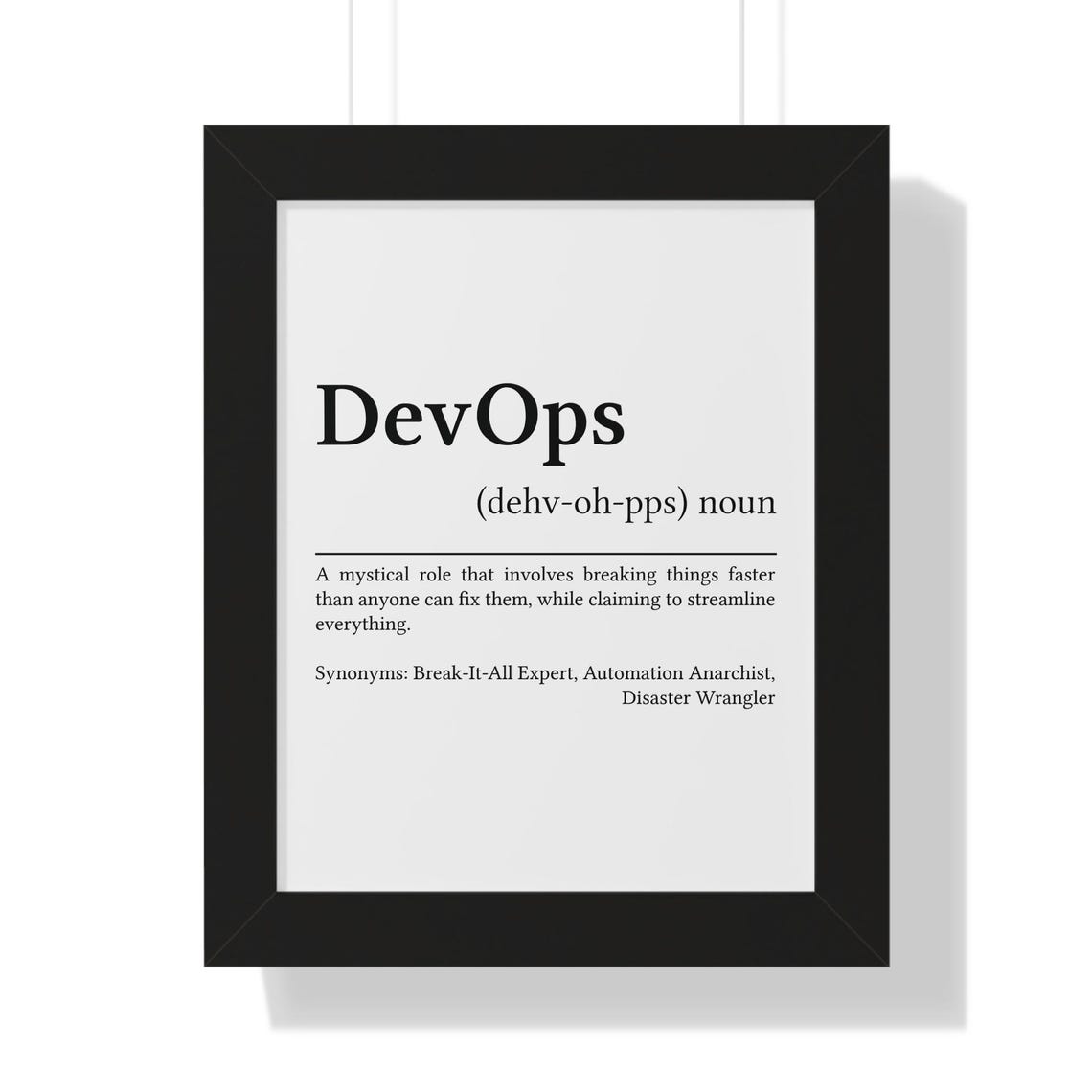 DevOps Funny Definition Poster for Developers Coders Work Desk