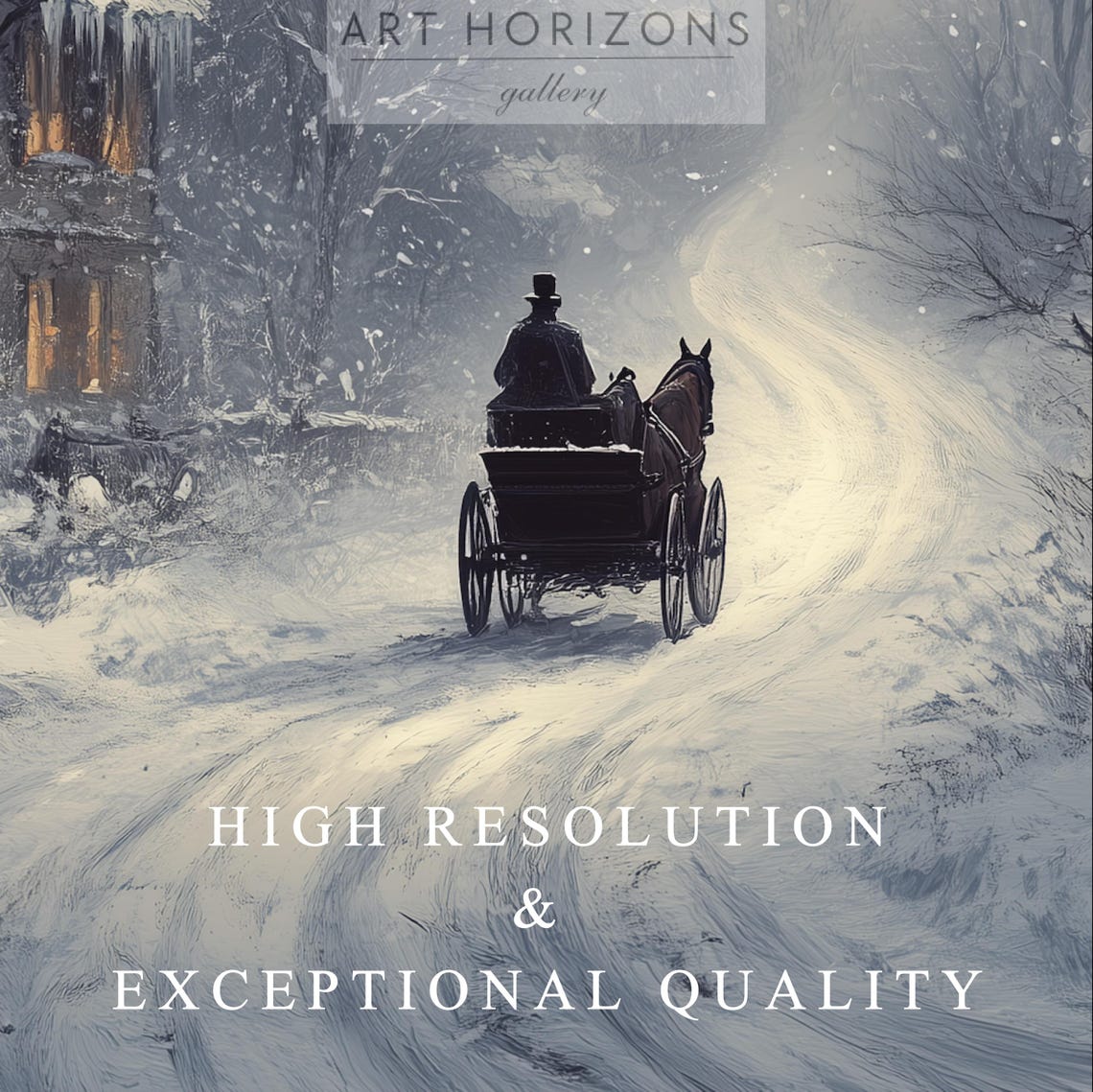 Country Winter Sleigh Ride Oil Painting Wall Art Vintage Holiday Farmhouse Art Victorian Artwork Winter Village Wall Art A193 - Image 3