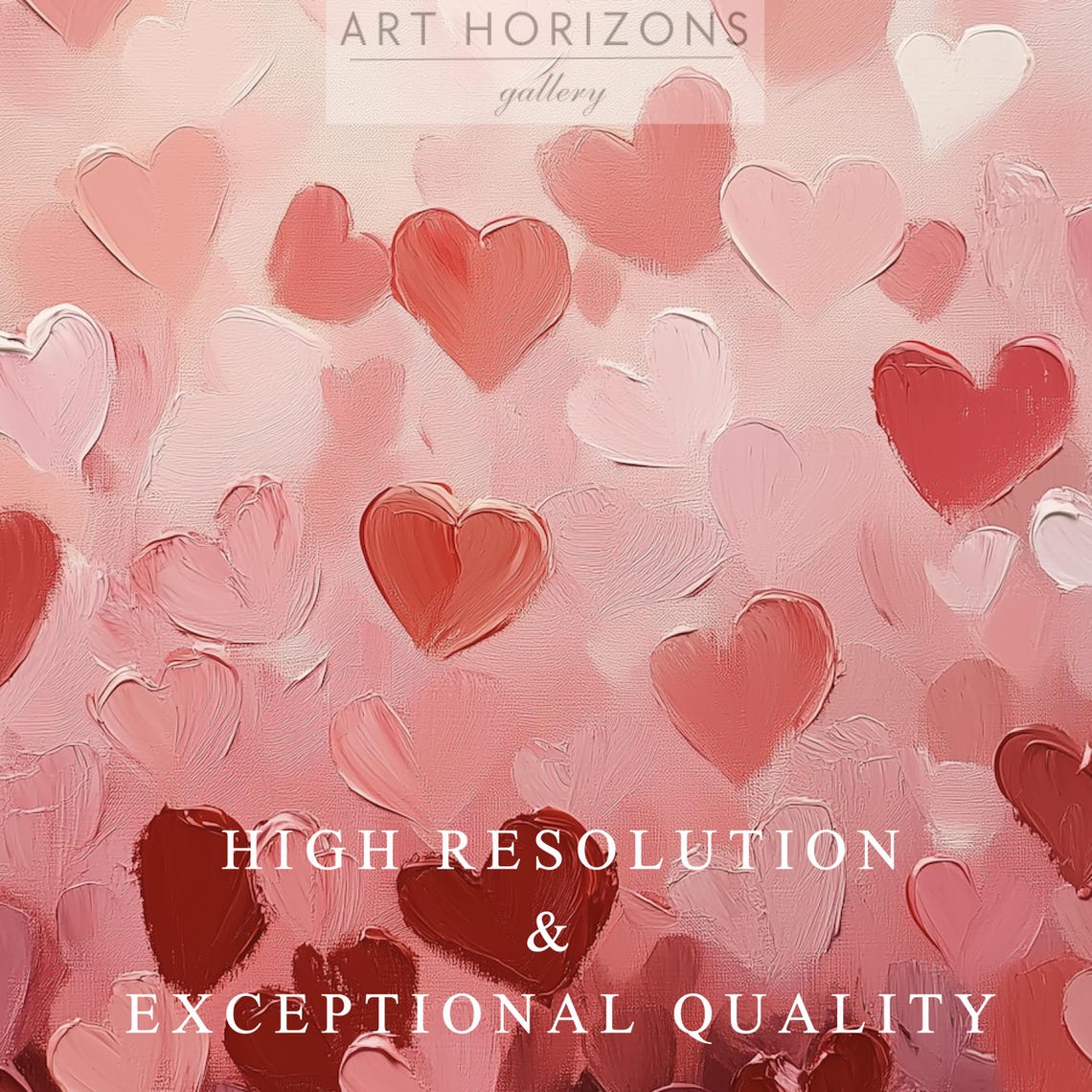 Abstract Red Pink Hearts Textured Valentines Day Oil Painting Poster - Image 3