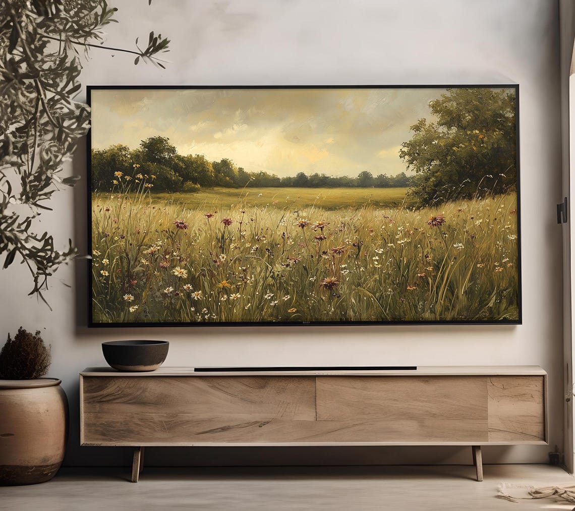 Golden Prairie Wildflower Field Sunset Vintage Warm Landscape Poster - Image 5