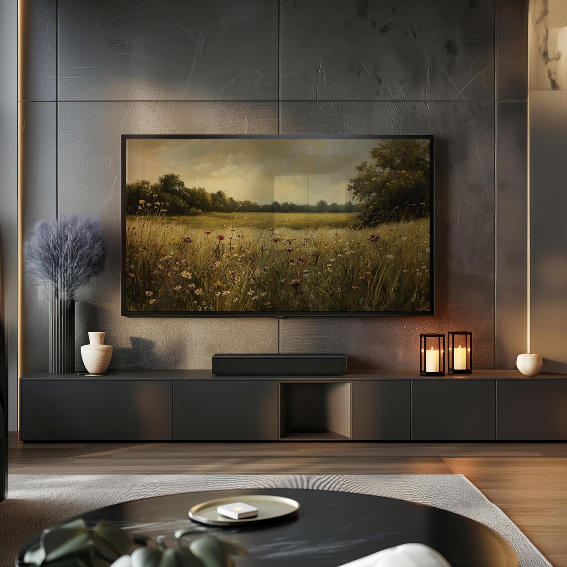 Golden Prairie Wildflower Field Sunset Vintage Warm Landscape Poster - Image 3
