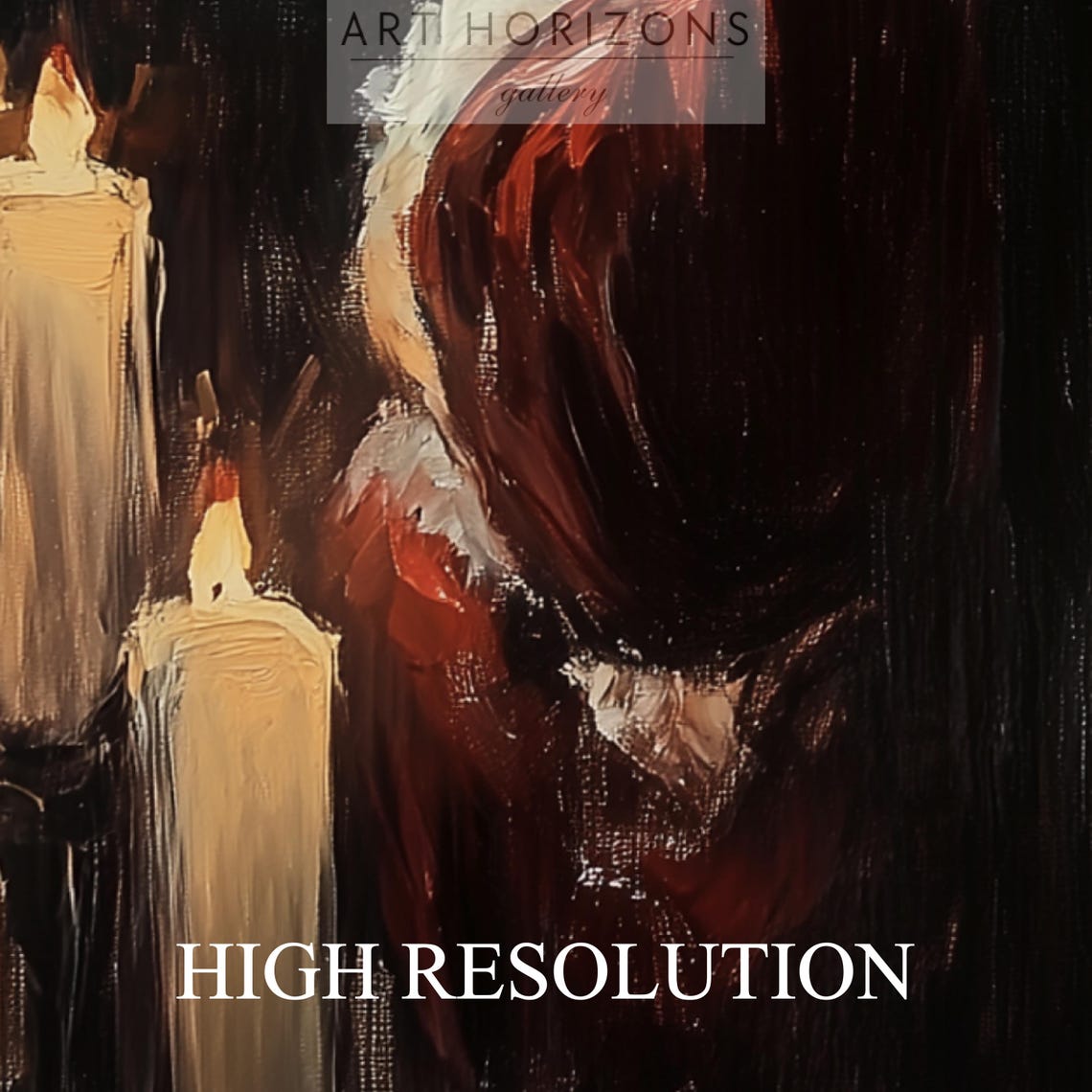 Santa Reading Book Candlelight Christmas Tree Moody Vintage Wall Art - Image 3