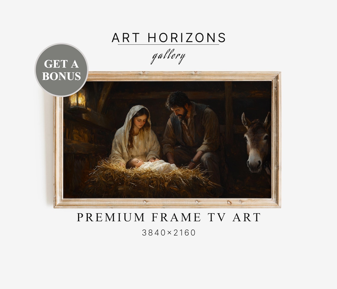 Vintage Nativity Scene Christmas Art Print