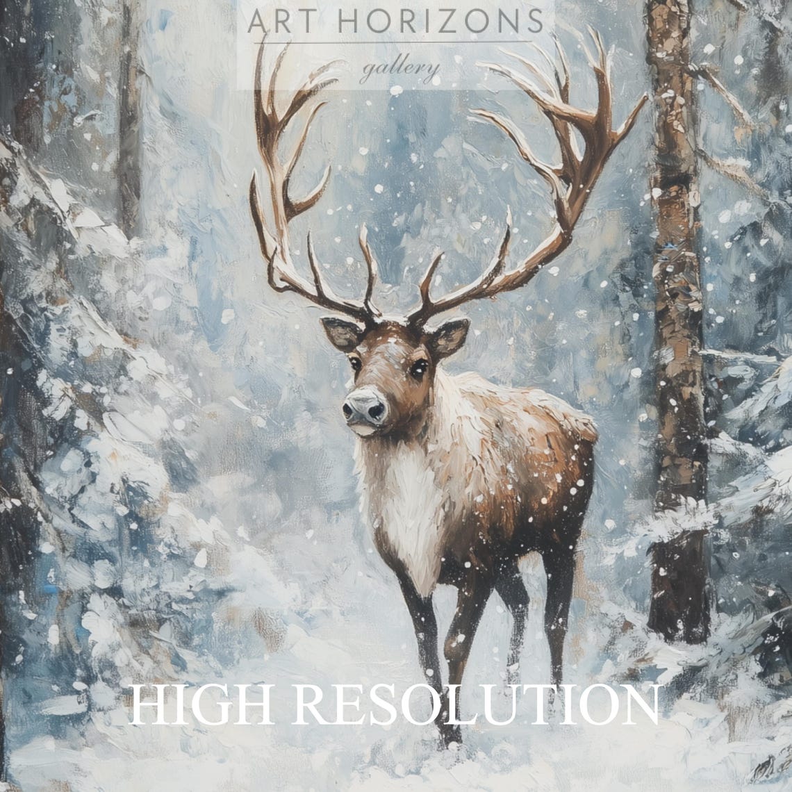Majestic Reindeer In Snowy Pine Forest Winter Wildlife Poster - Image 4