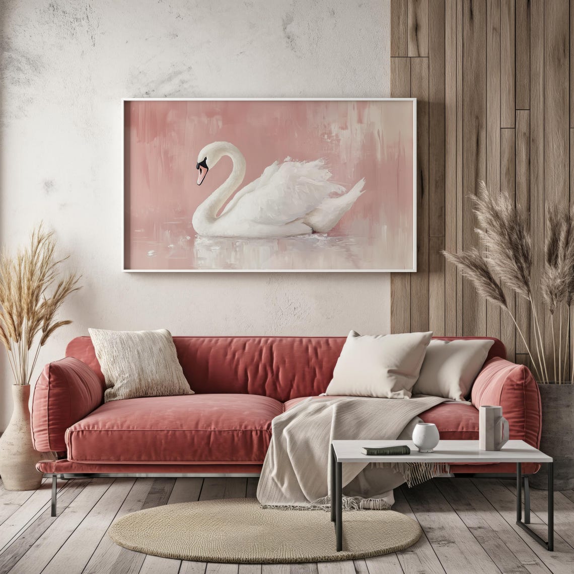 White Swan Blush Pink Background Soft Elegant Coquette Art Poster - Image 2