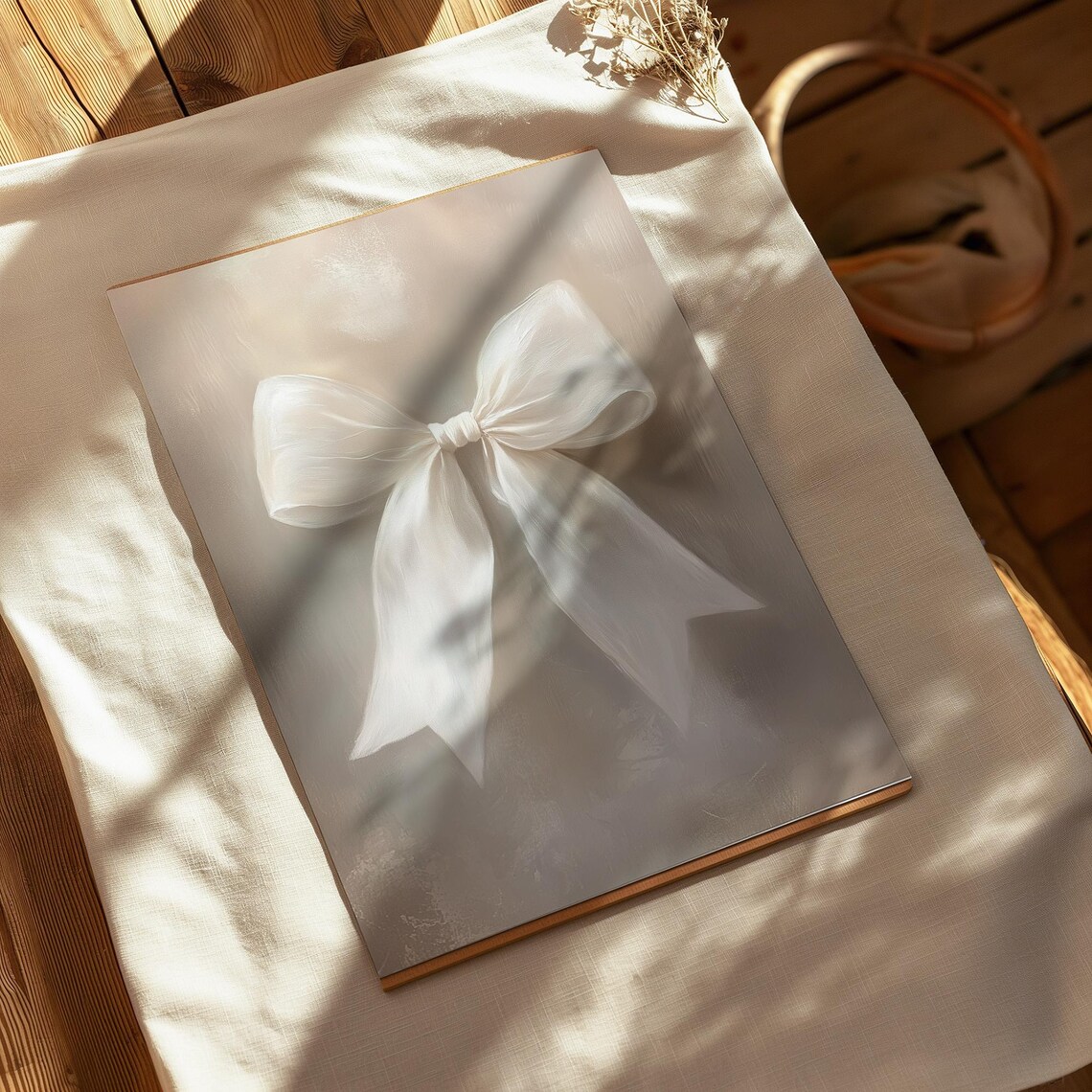 Coquette White Bow Vintage Oil Painting Art Print - Image 5