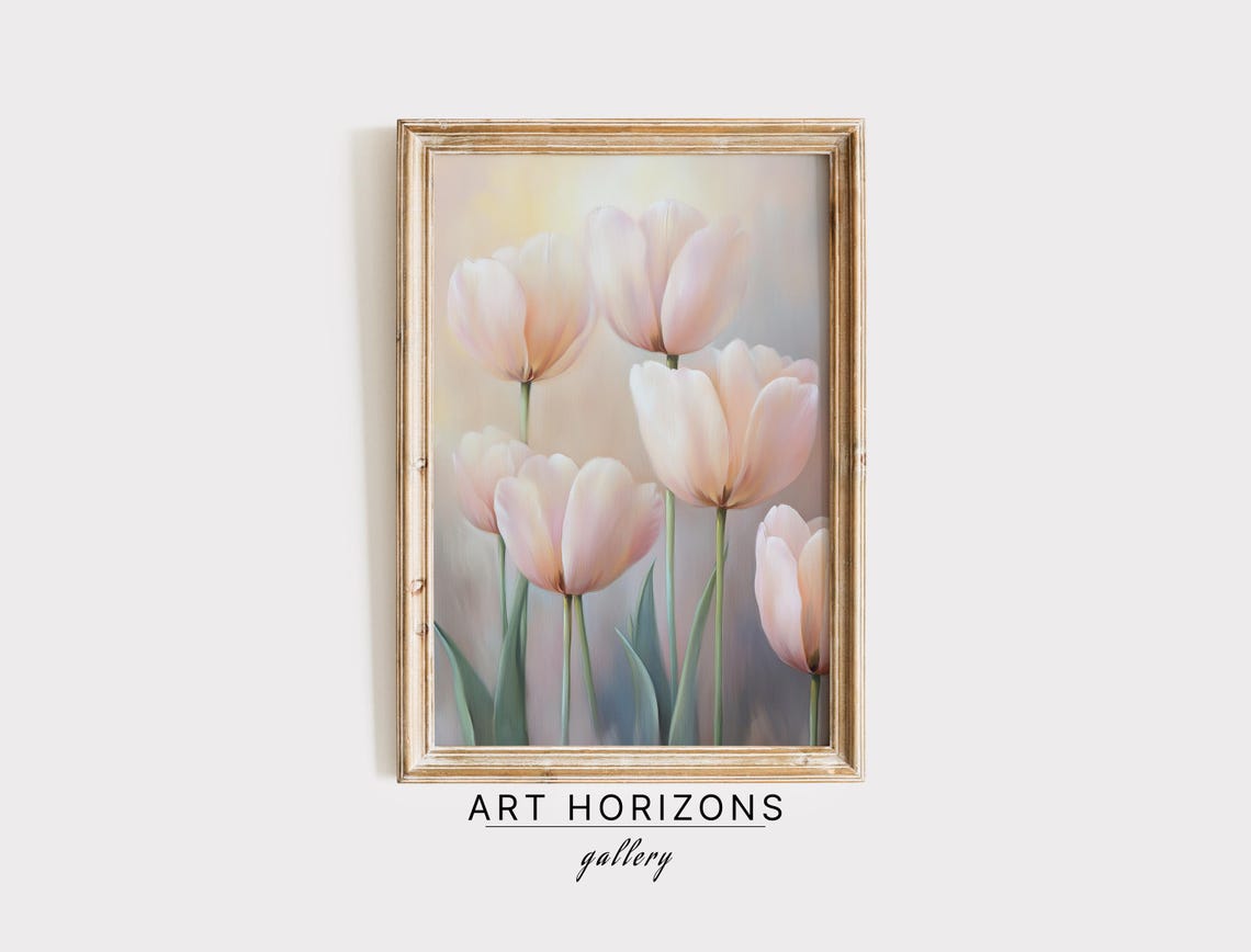 Tall Cream Tulips Glowing In Warm Light Elegant Floral Poster