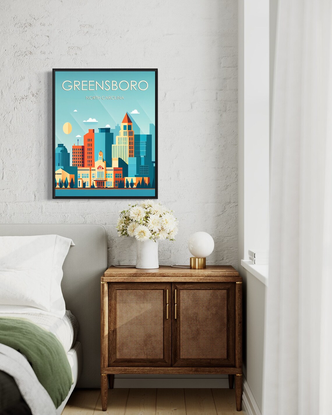 Greensboro North Carolina Modern Skyline Minimalist Travel Poster - Image 3