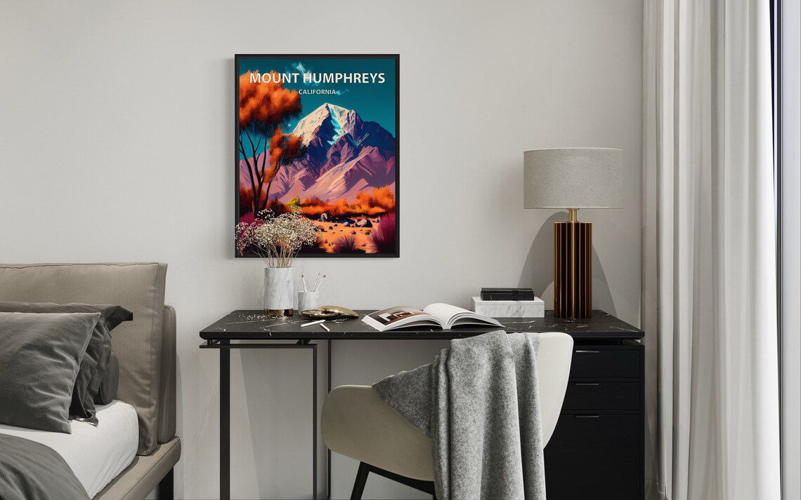 Mount Humphreys California Desert Foothills Autumn Retro Travel Poster - Image 2