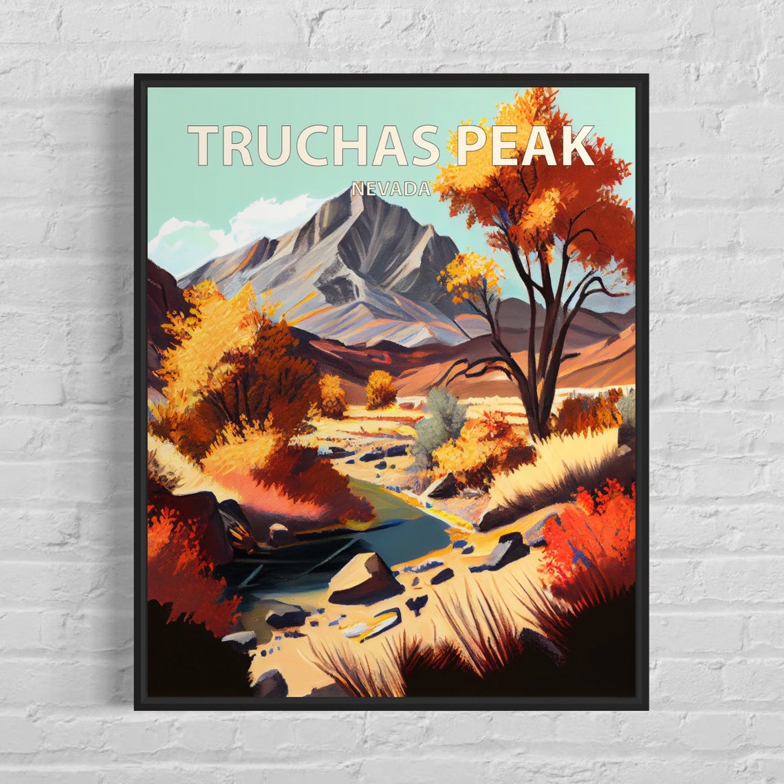 Truchas Peak Nevada Autumn Creek Golden Mountain Scene Poster