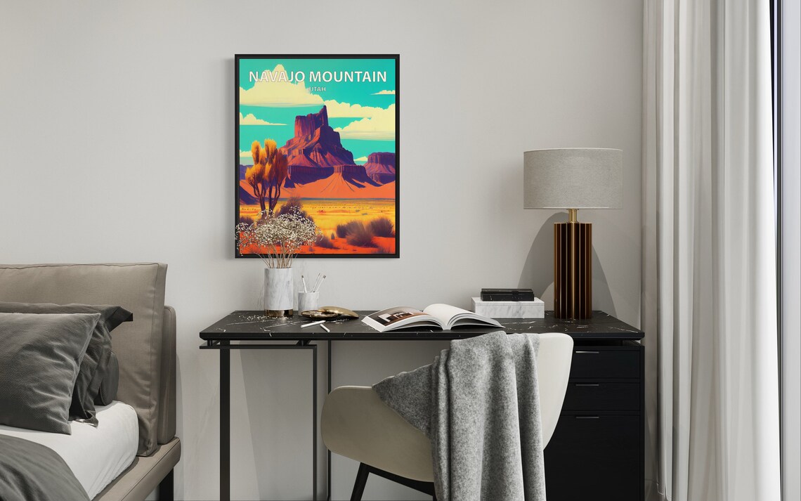 Navajo Mountain Utah Red Desert Butte Sunset Golden Travel Poster - Image 2