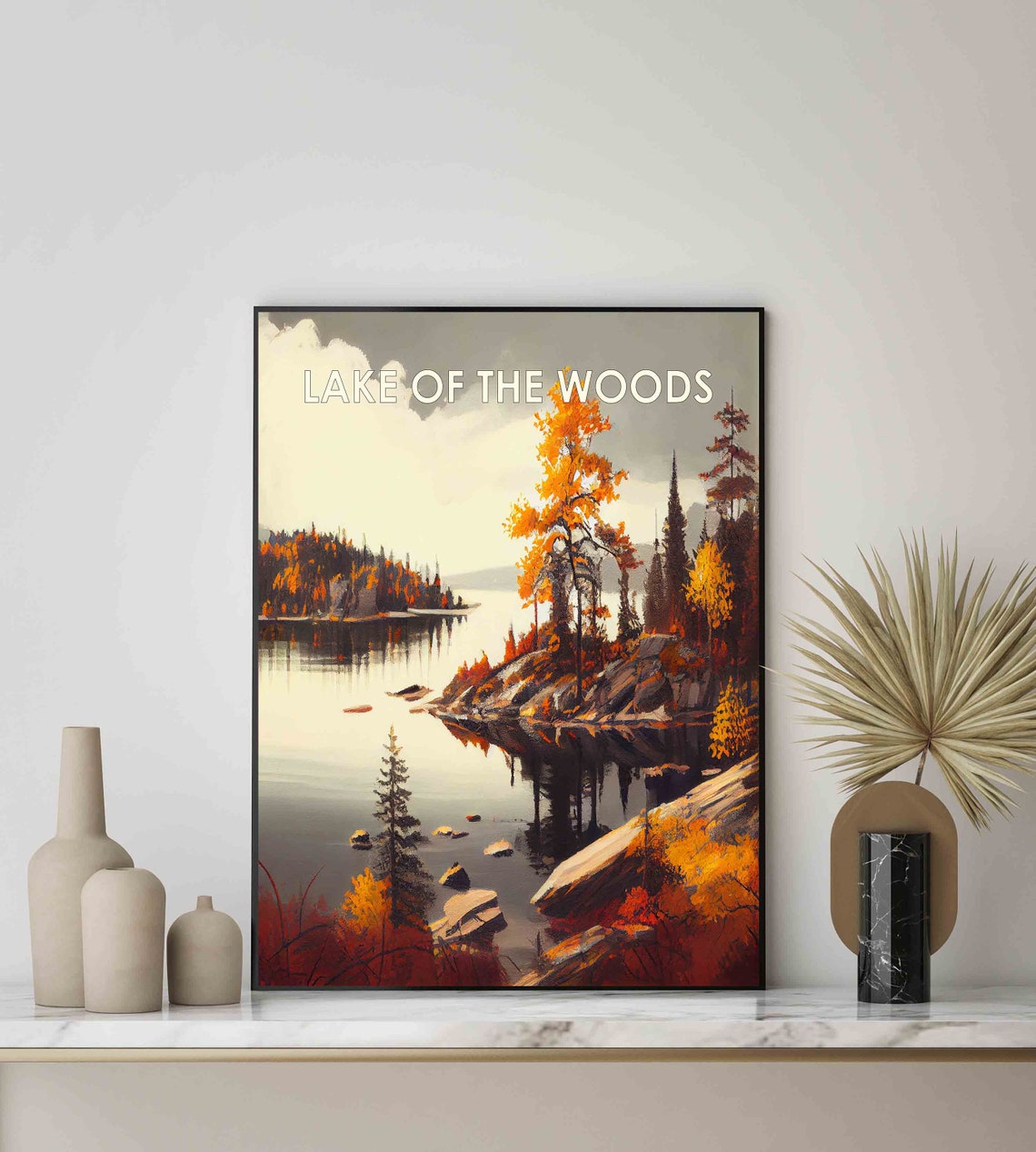 Lake Of The Woods Retro Art Print Lake Of The Woods Wall Art Illustration Lake Of The Woods Vintage 1960s Design Poster Artwork - Image 2
