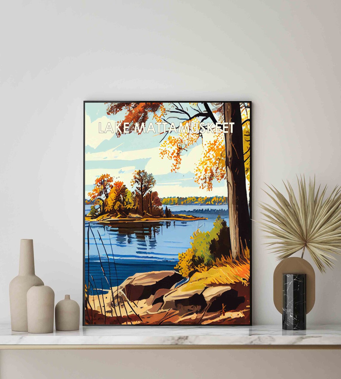 Lake Mattamuskeet Retro Art Print Lake Mattamuskeet Wall Art Illustration Lake Mattamuskeet Vintage 1960s Design Poster Artwork - Image 2