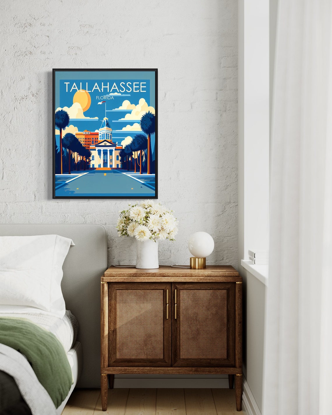 Tallahassee Florida Capitol Palms Retro Cityscape Poster Art - Image 3
