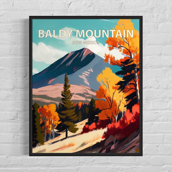 Baldy Mountain New Mexico Autumn Aspens Retro Peak Landscape Poster