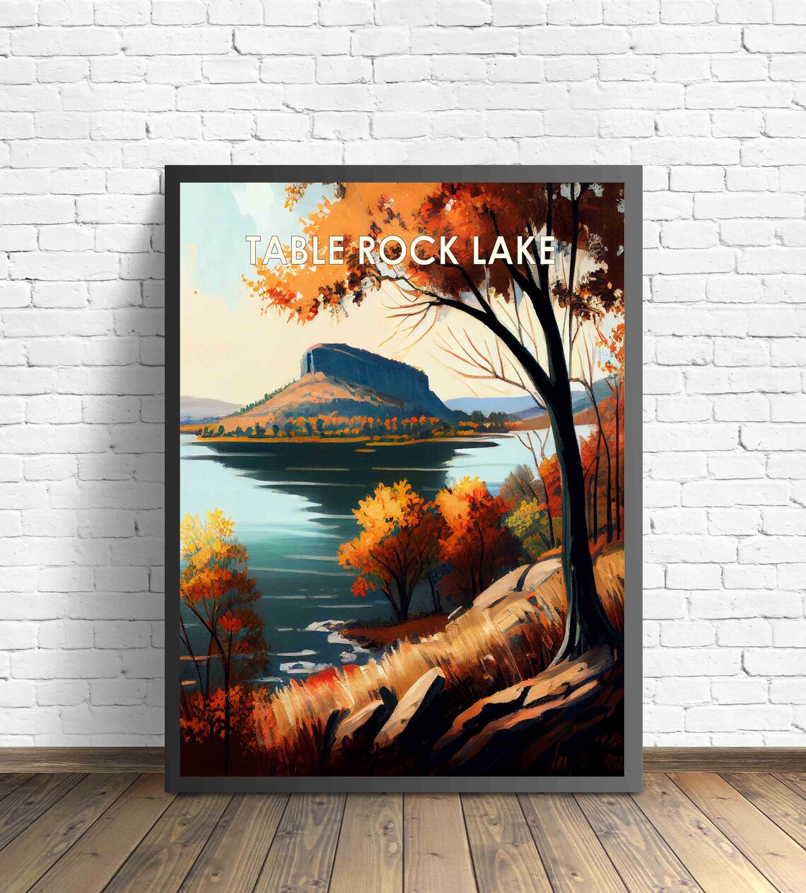 Table Rock Lake Autumn Hills Lakeside Vista Retro Travel Poster